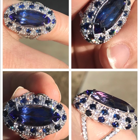 Tanzanite Diamond and Sapphire Ring GIA Certified - Picture 4 of 11